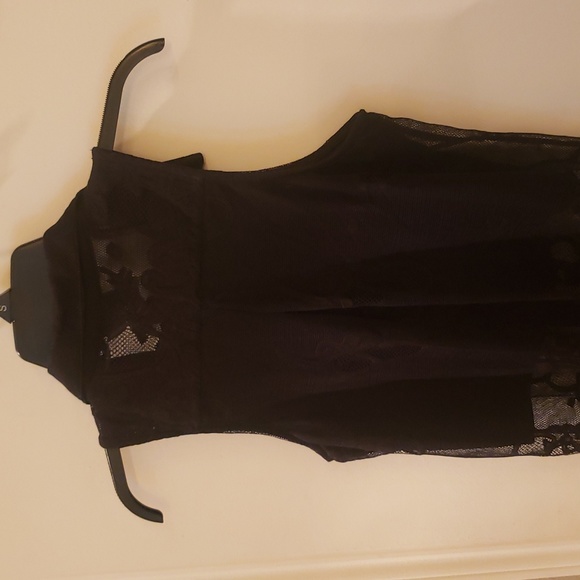 Black Y2K one peice lace button drape over crop top down to knee length - Picture 4 of 5